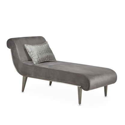 Roxbury Park Velvet Chaise - Gray Pearl/Stainless Steel