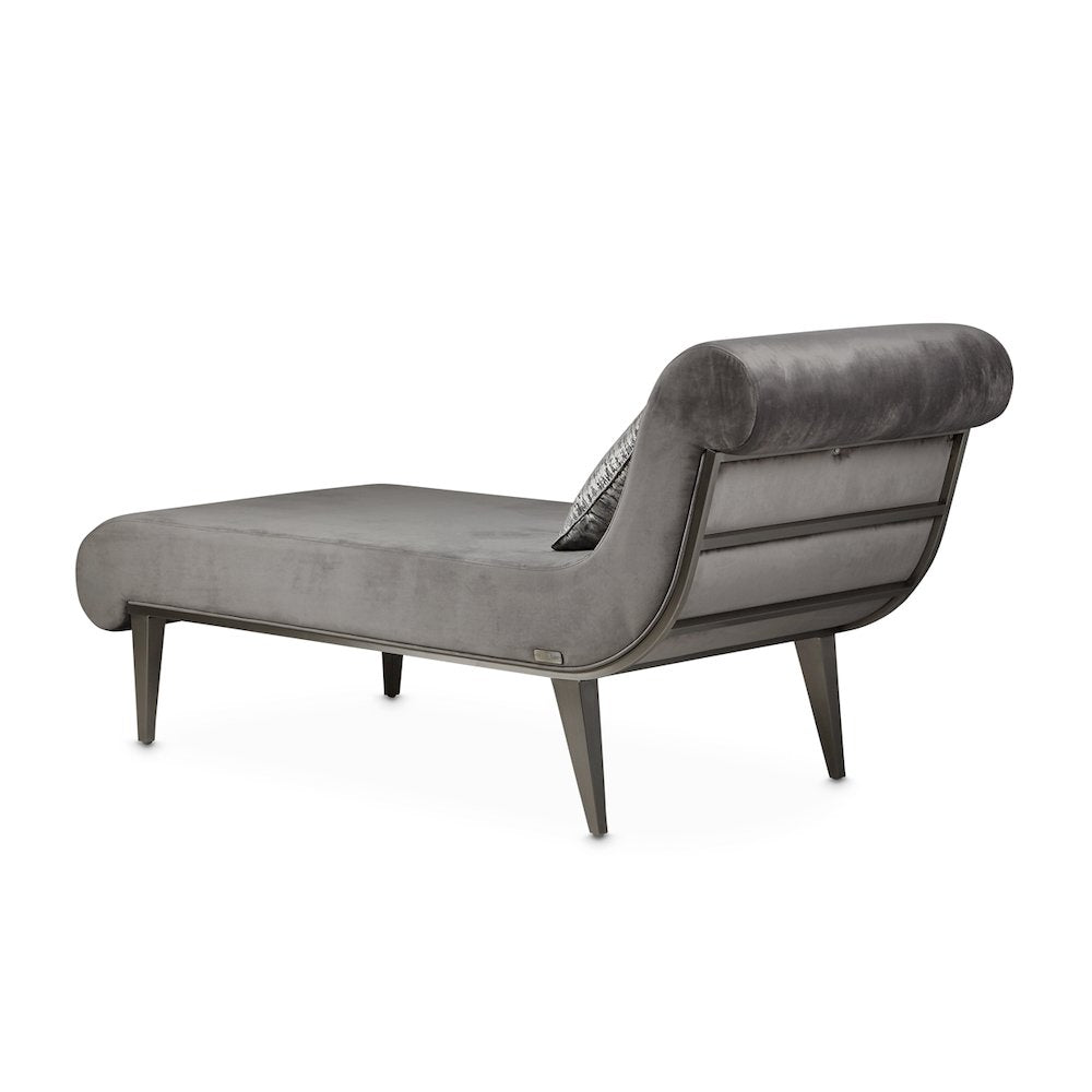Roxbury Park Velvet Chaise - Gray Pearl/Stainless Steel