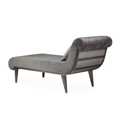 Roxbury Park Velvet Chaise - Gray Pearl/Stainless Steel