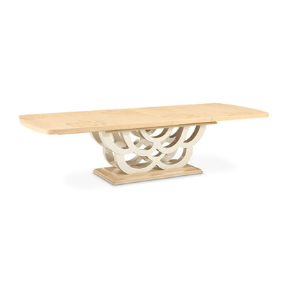 Camellia Field Rectangular Pedestal Dining Table - Caramel