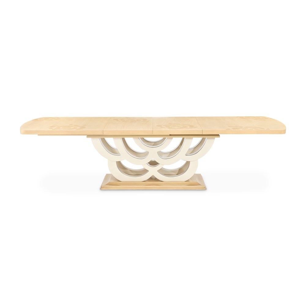 Camellia Field Rectangular Pedestal Dining Table - Caramel