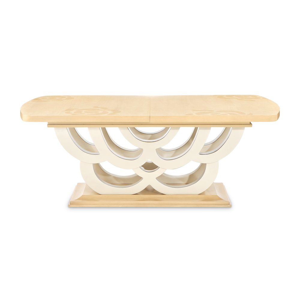 Camellia Field Rectangular Pedestal Dining Table - Caramel