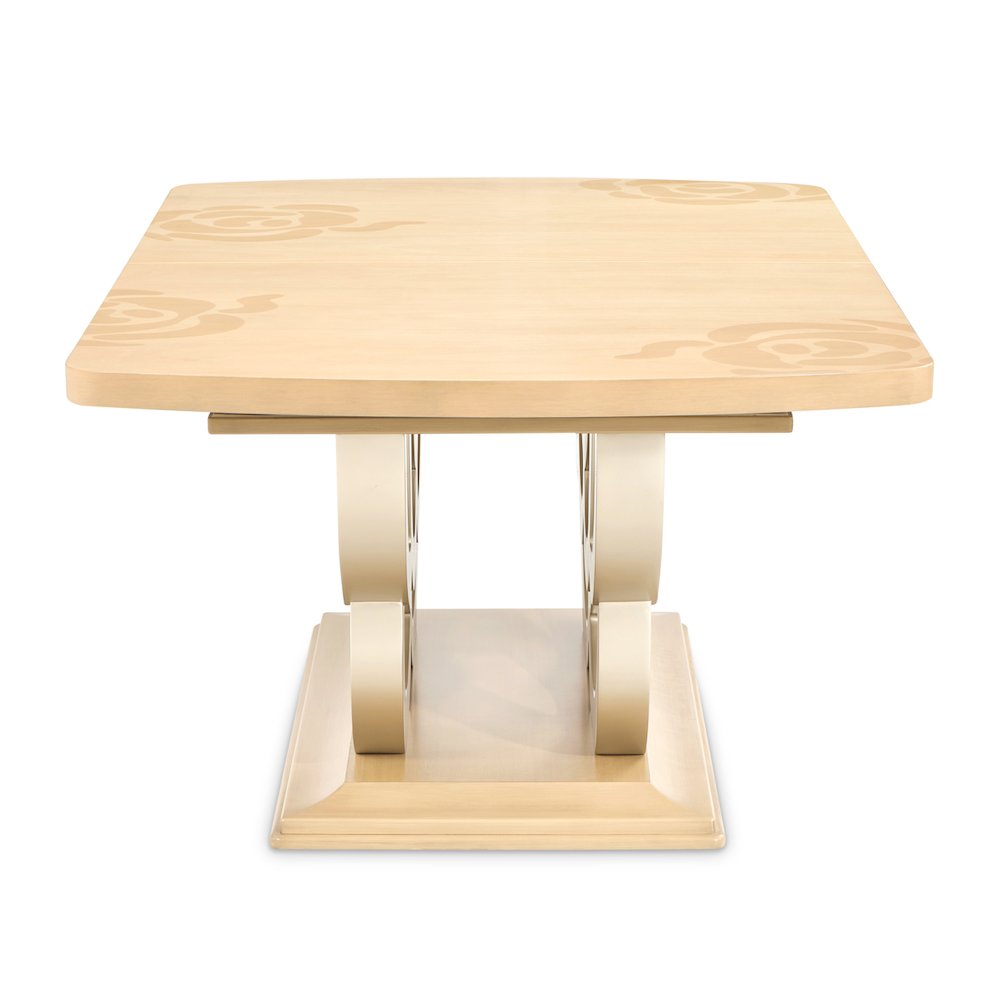 Camellia Field Rectangular Pedestal Dining Table - Caramel