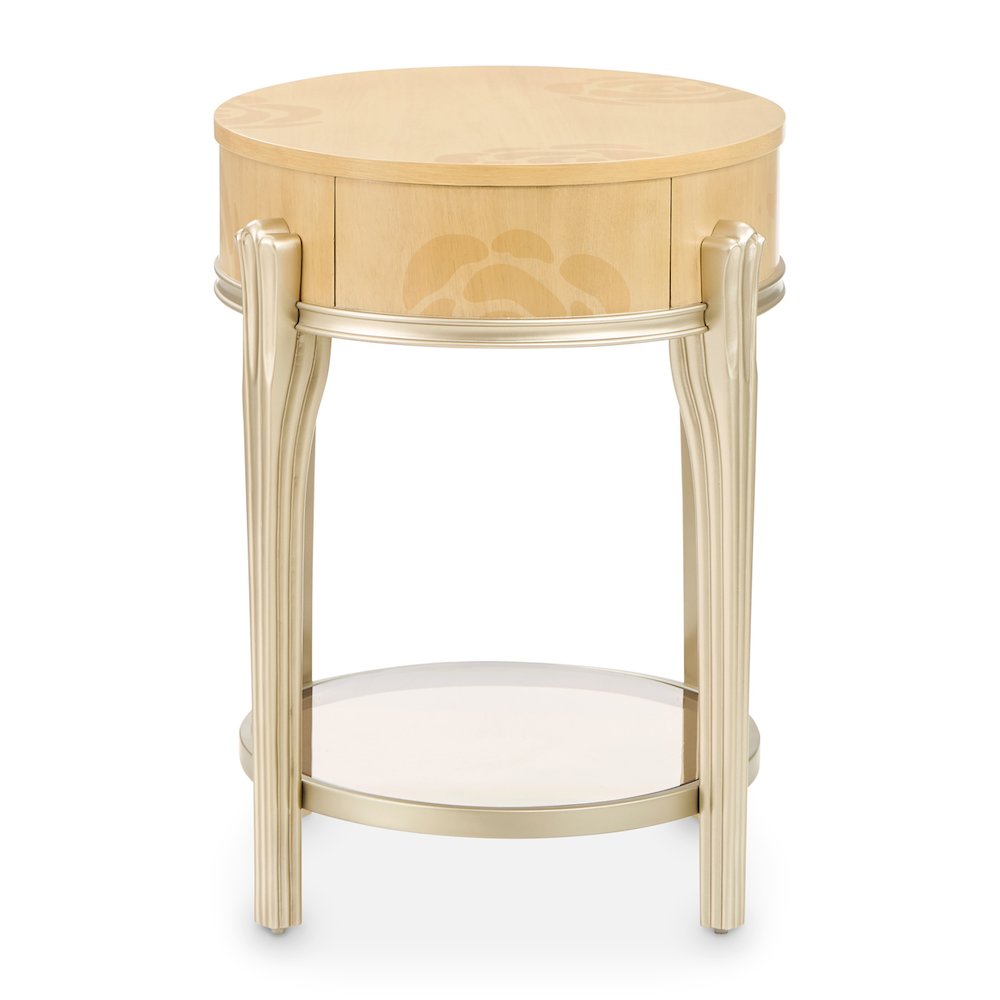 Camellia Field Oval End Table with Drawer - Caramel