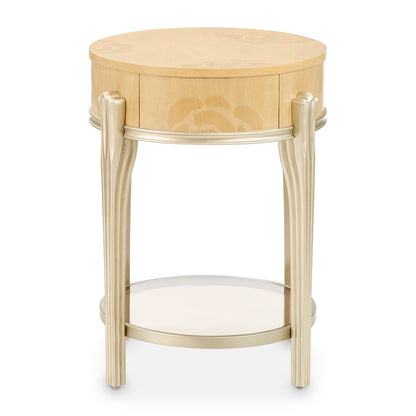 Camellia Field Oval End Table with Drawer - Caramel