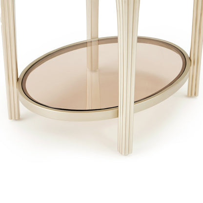 Camellia Field Oval End Table with Drawer - Caramel
