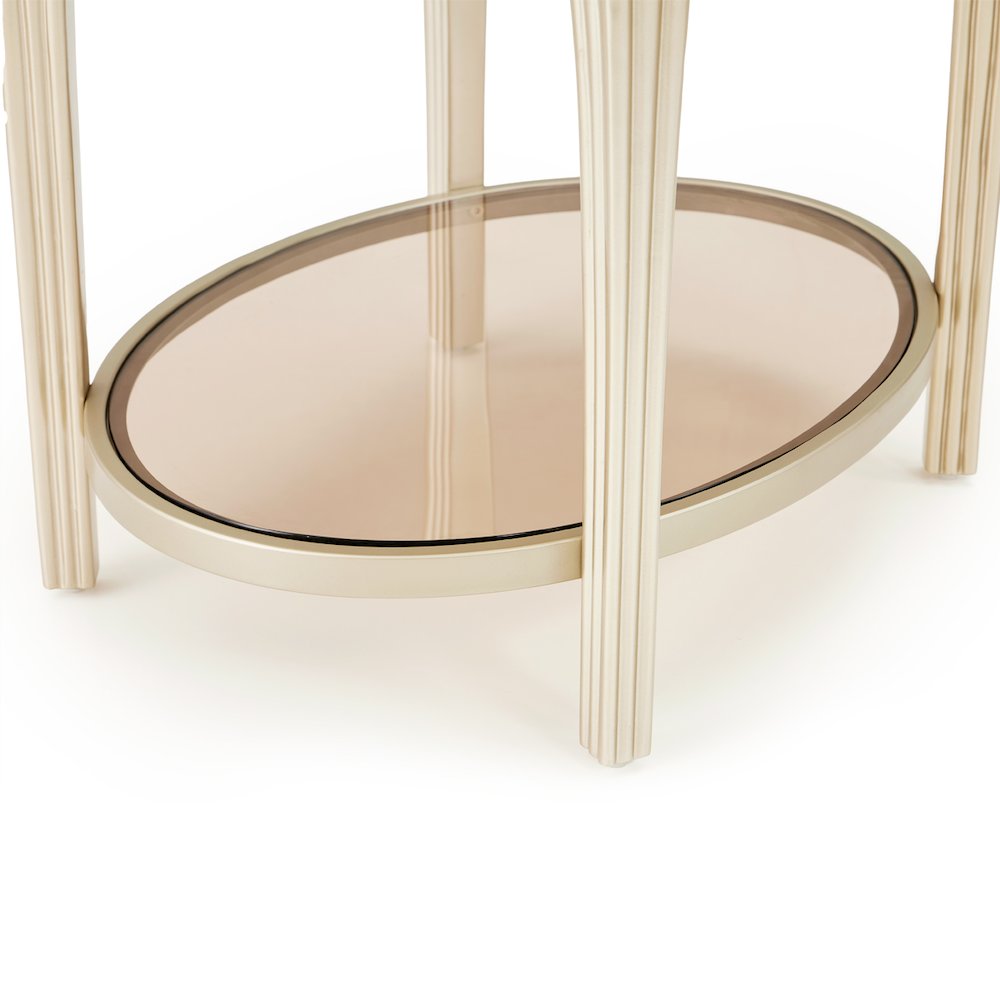 Camellia Field Oval End Table with Drawer - Caramel