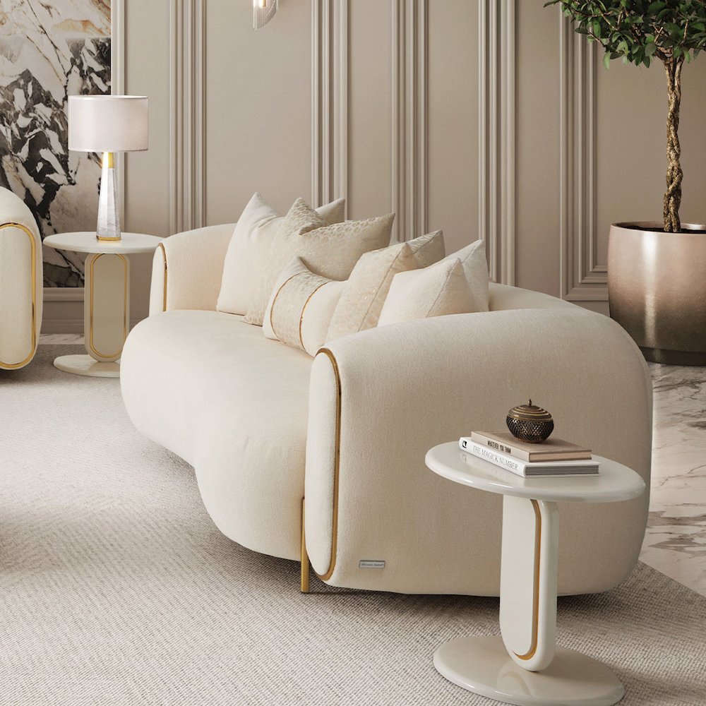 Sassani Loveseat - Crepe/Gold