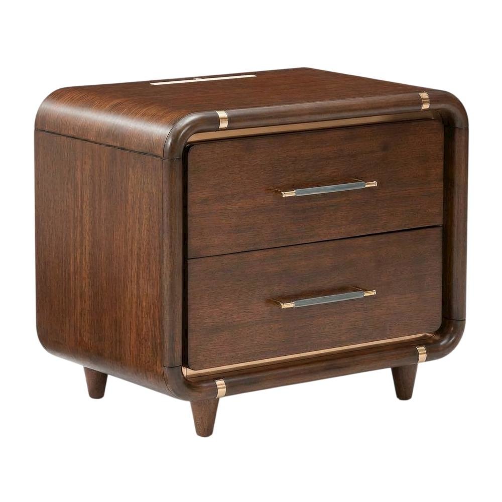 Nightstand with Wooden Poplar Construction for Bedroom Storage