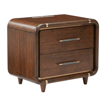Nightstand with Wooden Poplar Construction for Bedroom Storage