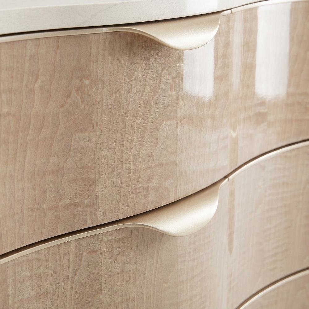 Blush Nightstand with Marble Top and Modern Design for Bedroom Storage