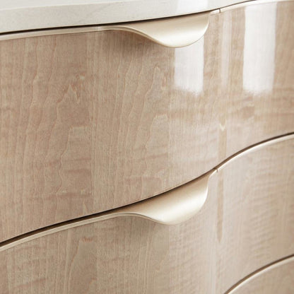 Blush Nightstand with Marble Top and Modern Design for Bedroom Storage