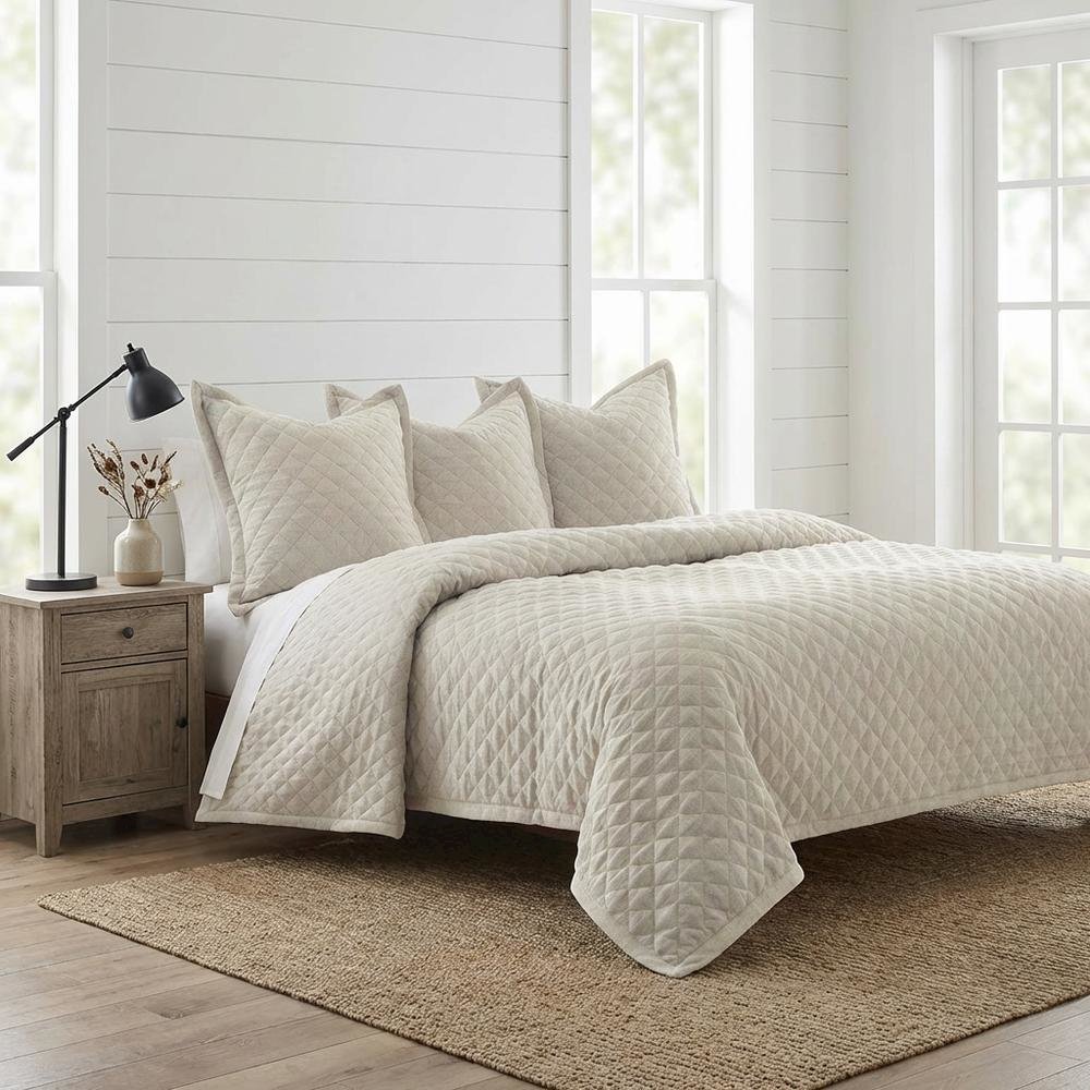 Aragoza 4-Piece King Quilt Set - Cream