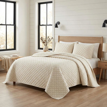 Aragoza 3-Piece Queen Quilt Set - Cream