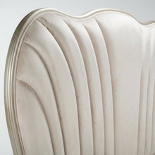 London Place Eastern King Velvet Panel Bed - Creamy Pearl