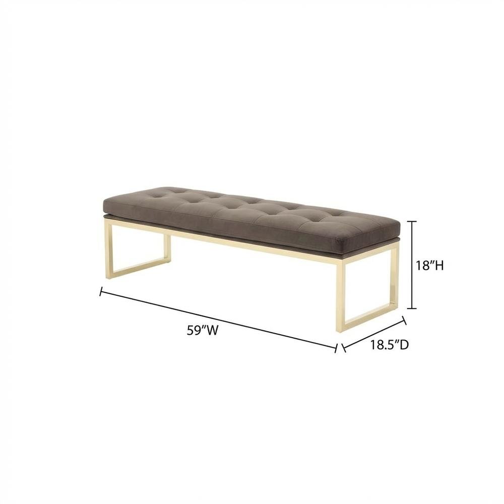 Dahlia Velvet Accent Bench - Chocolate/Gold