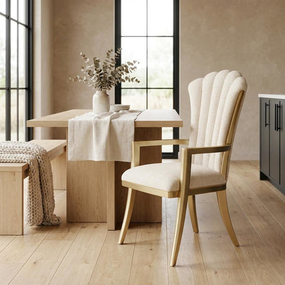 Fantosini Dining Arm Chair, Set of 2 - Natural/Gold