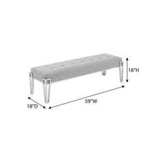 Rose Velvet Accent Bench - Gray/Chrome
