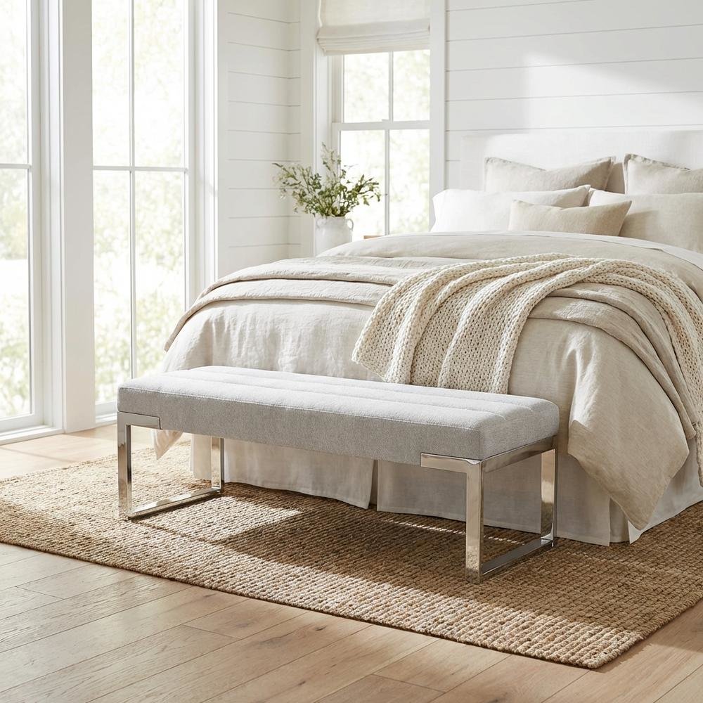Tulip Accent Bench - Gray/Chrome