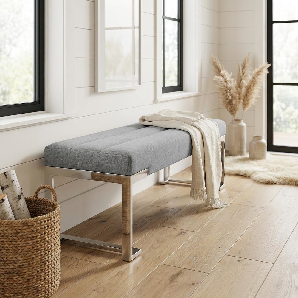 Tulip Accent Bench - Gray/Chrome