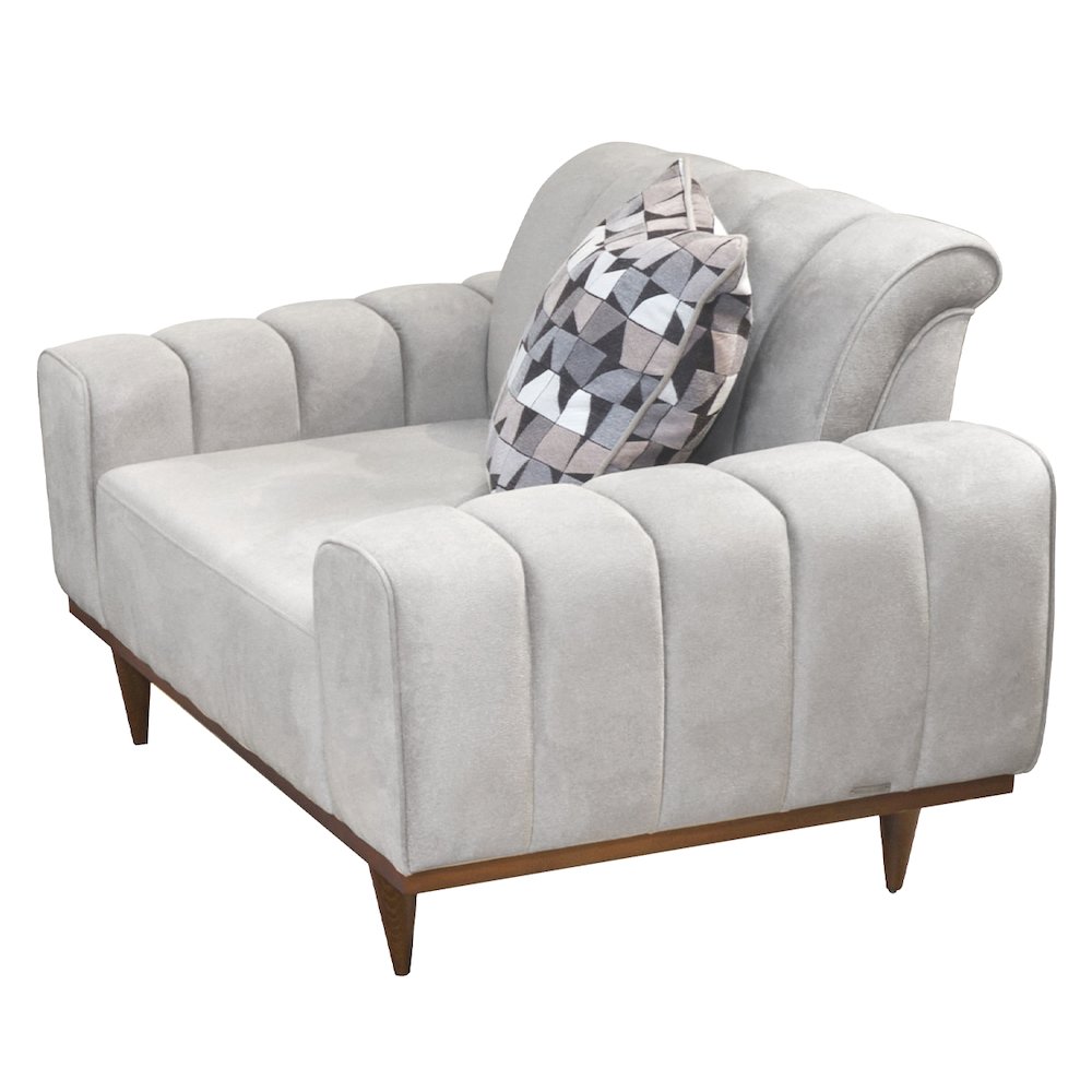 Balboa Chenille Chair and a Half - Shell Gray/Warm Walnut