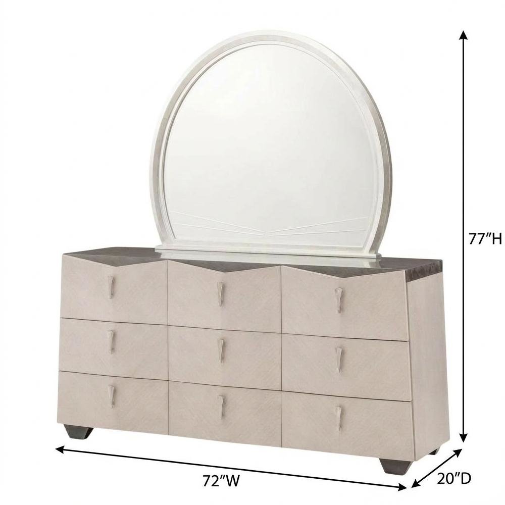 Fantosini Dresser with Mirror - Silver Mist