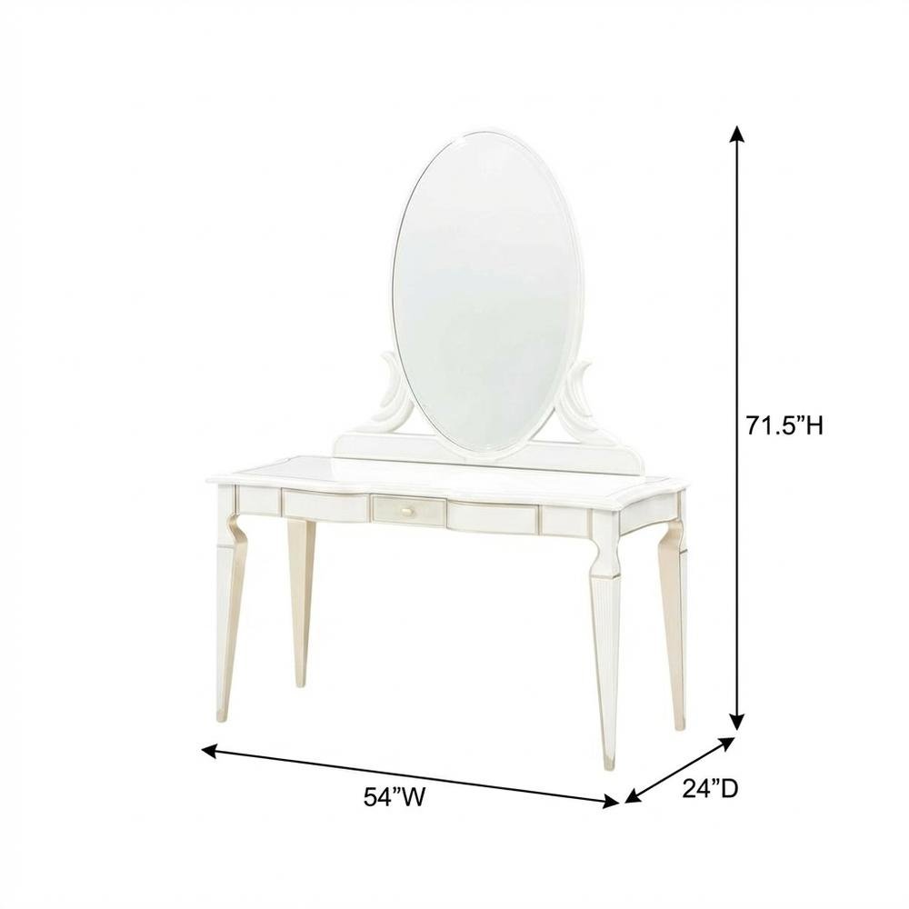 La Marisia Vanity with Mirror - Creamy Pearl