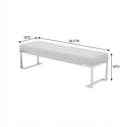 Tulip Accent Bench - Gray/Chrome