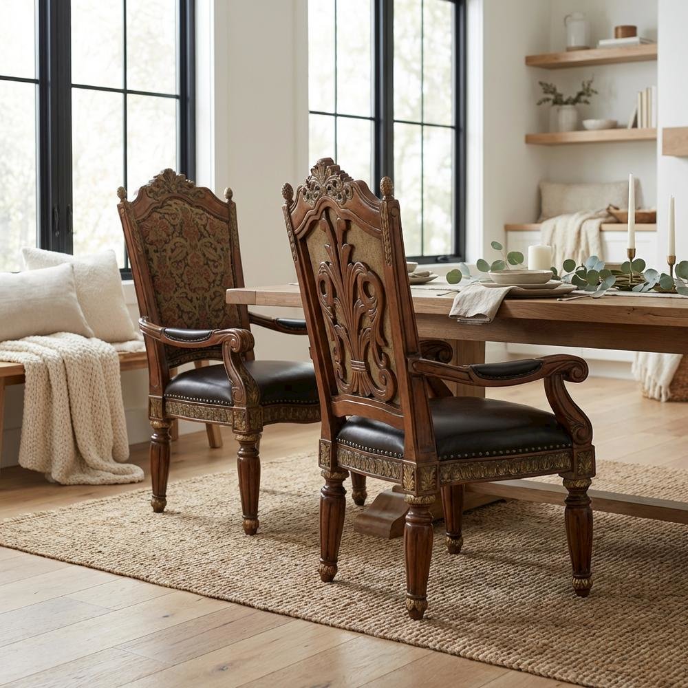 Villa Valencia Dining Arm Chair - Classic Chestnut Set of 2