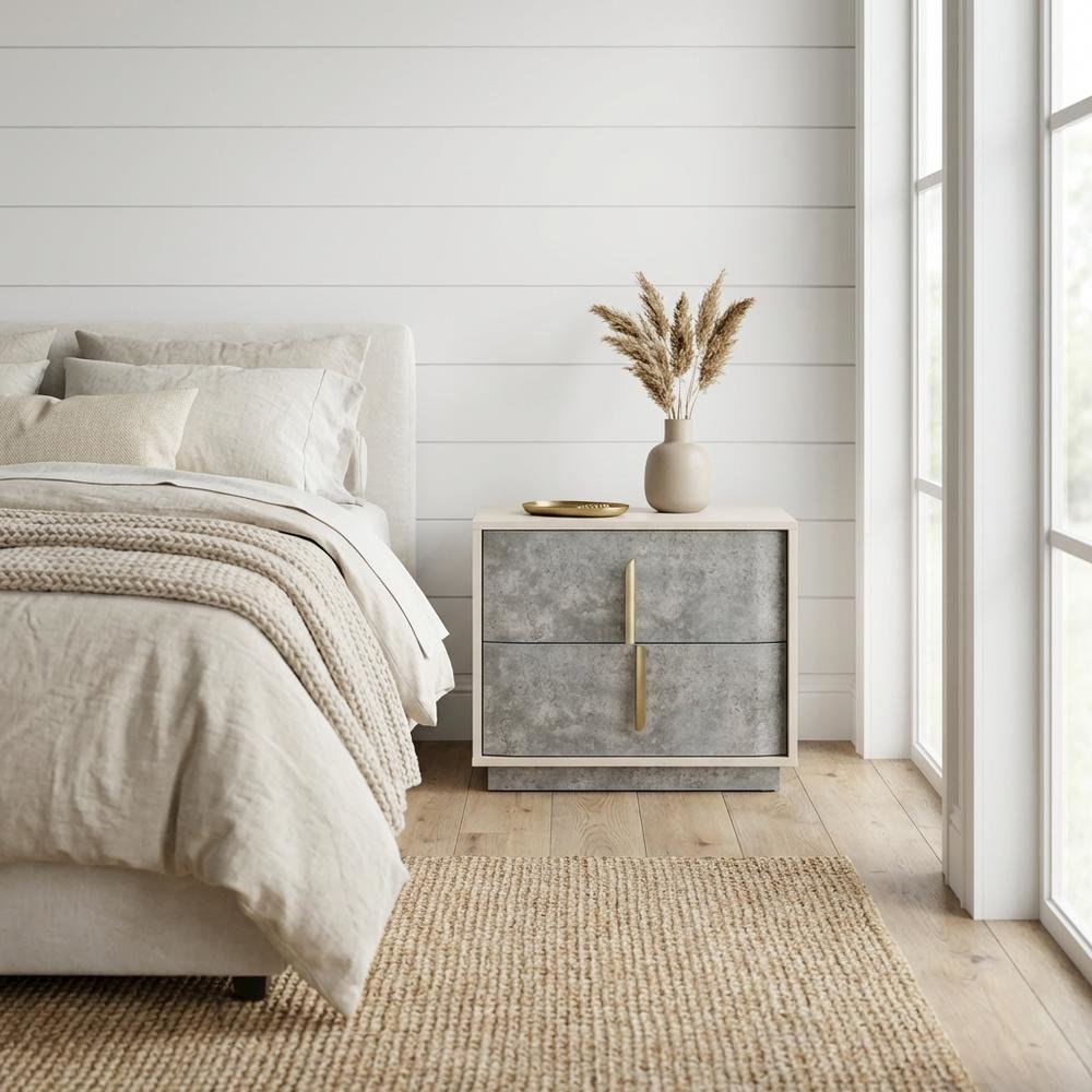 Pavira 2-Drawer Nightstand - Stone
