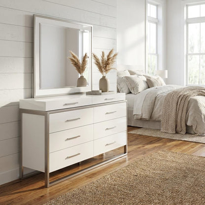 Marquee Dresser with Mirror - Cloud White