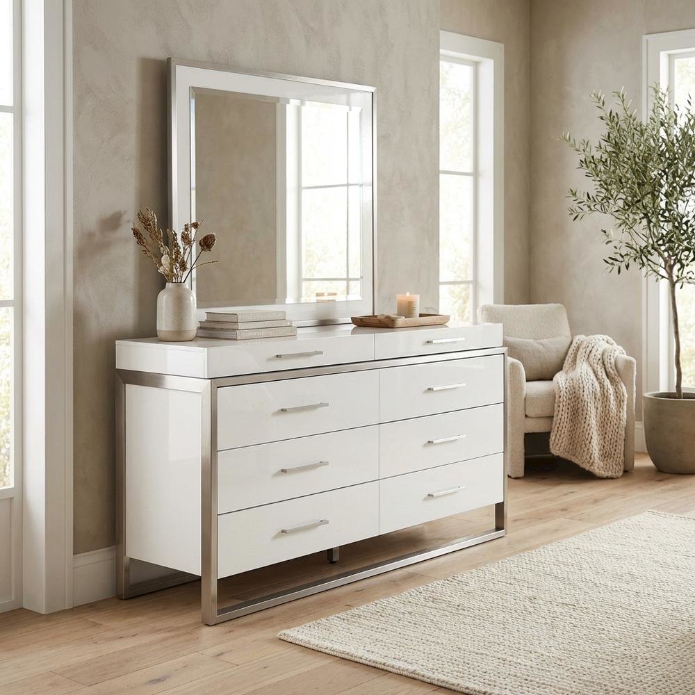 Marquee Dresser with Mirror - Cloud White