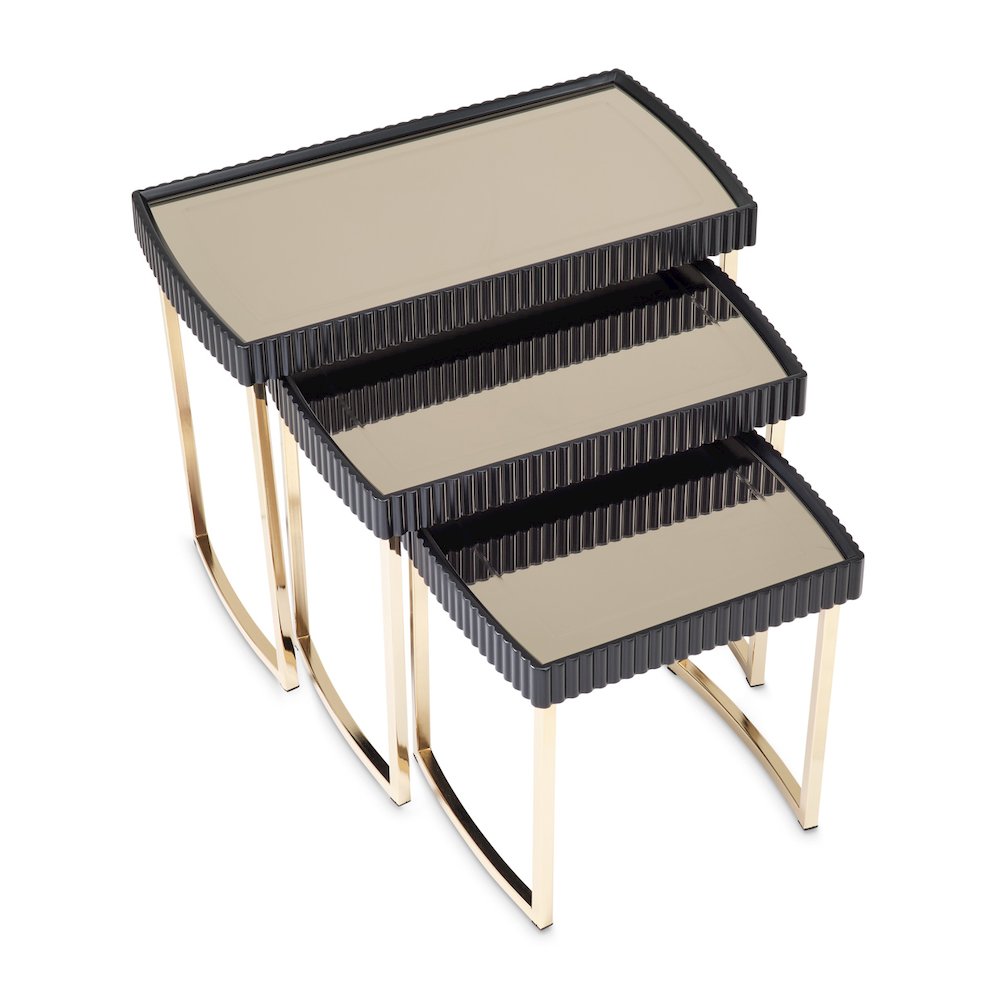 Lisbon Nesting Tables, Set of 3 - Silken Matte Black