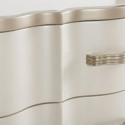 Creamy Pearl Nightstand with Marble Top and Poplar Wood Finish
