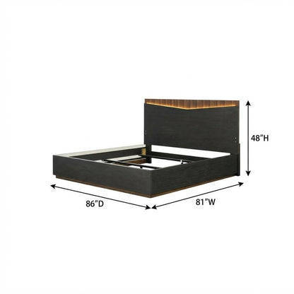 Kayner Eastern King Bed with LED Lights - Charcoal
