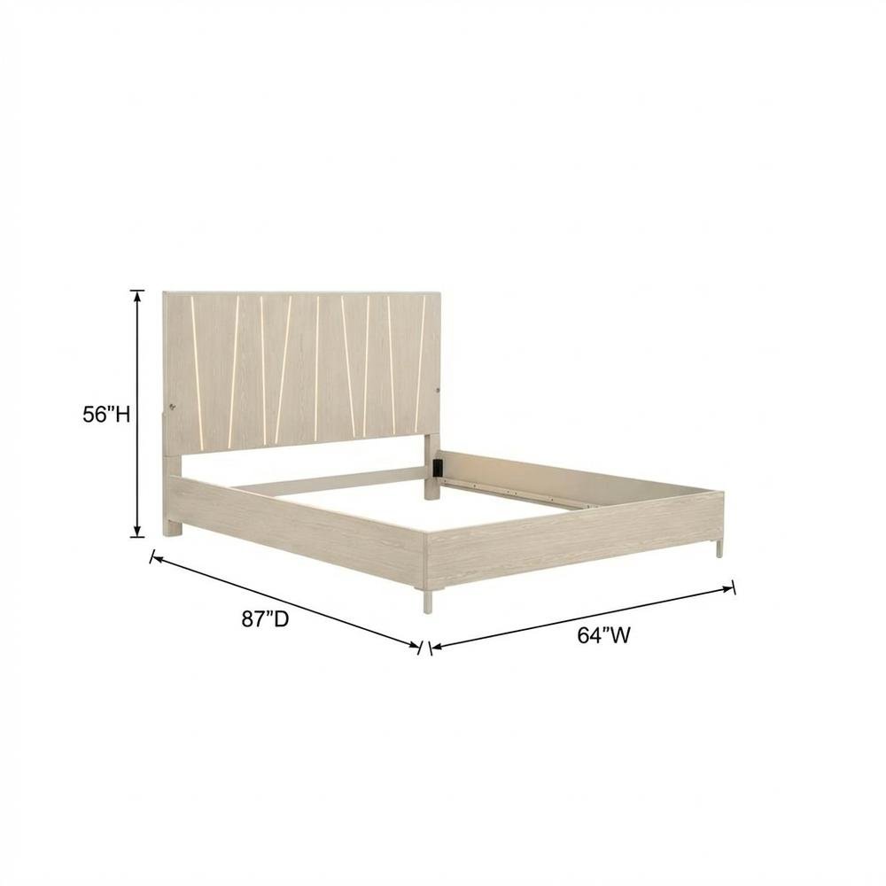 Lotus Bay Queen Panel Bed with LED Lights - Sand