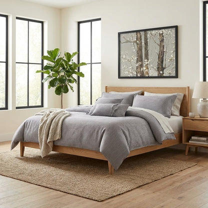 Grant 5-Piece King Linen Duvet Set - Charcoal