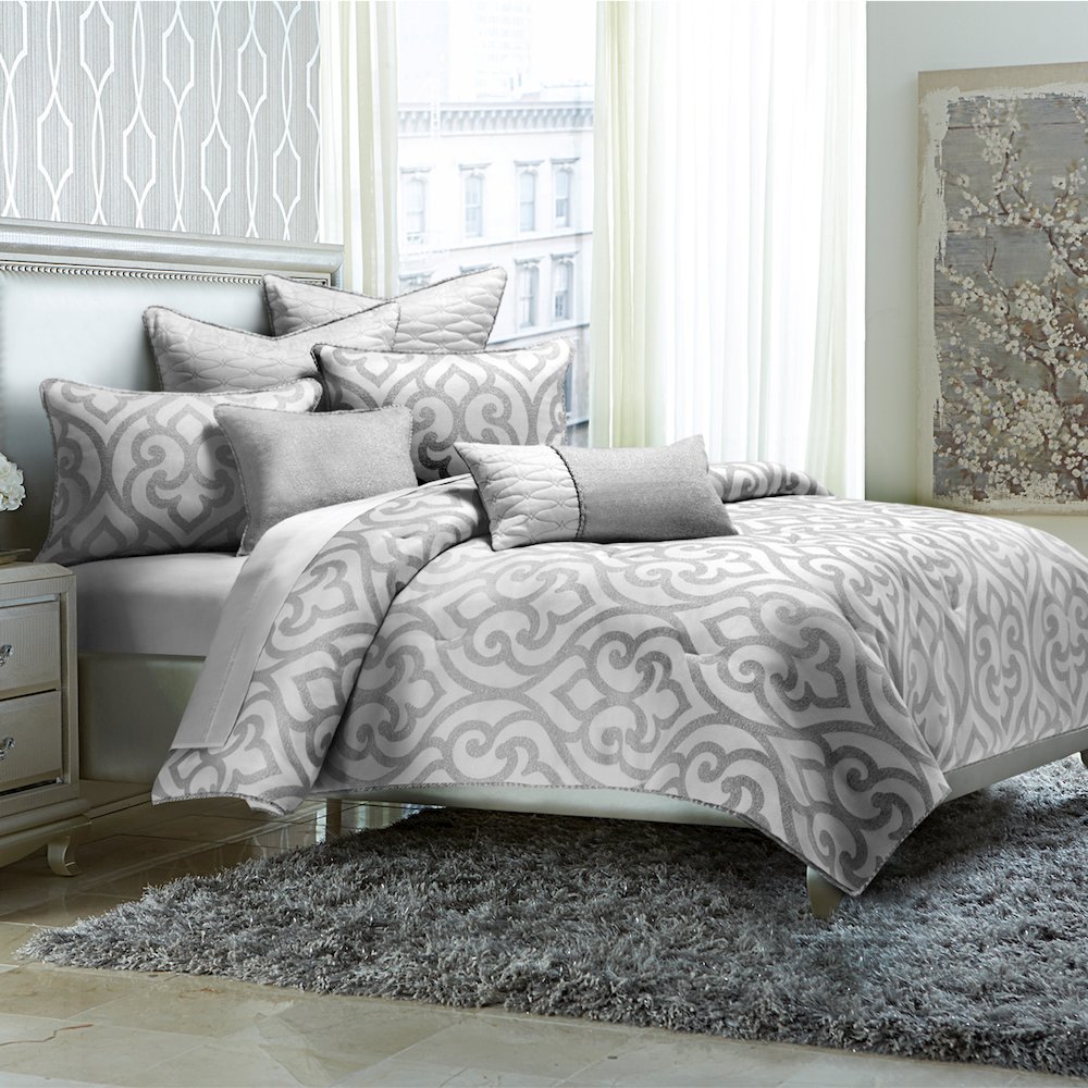 Canterbury 8-Piece King Comforter Set - Silver