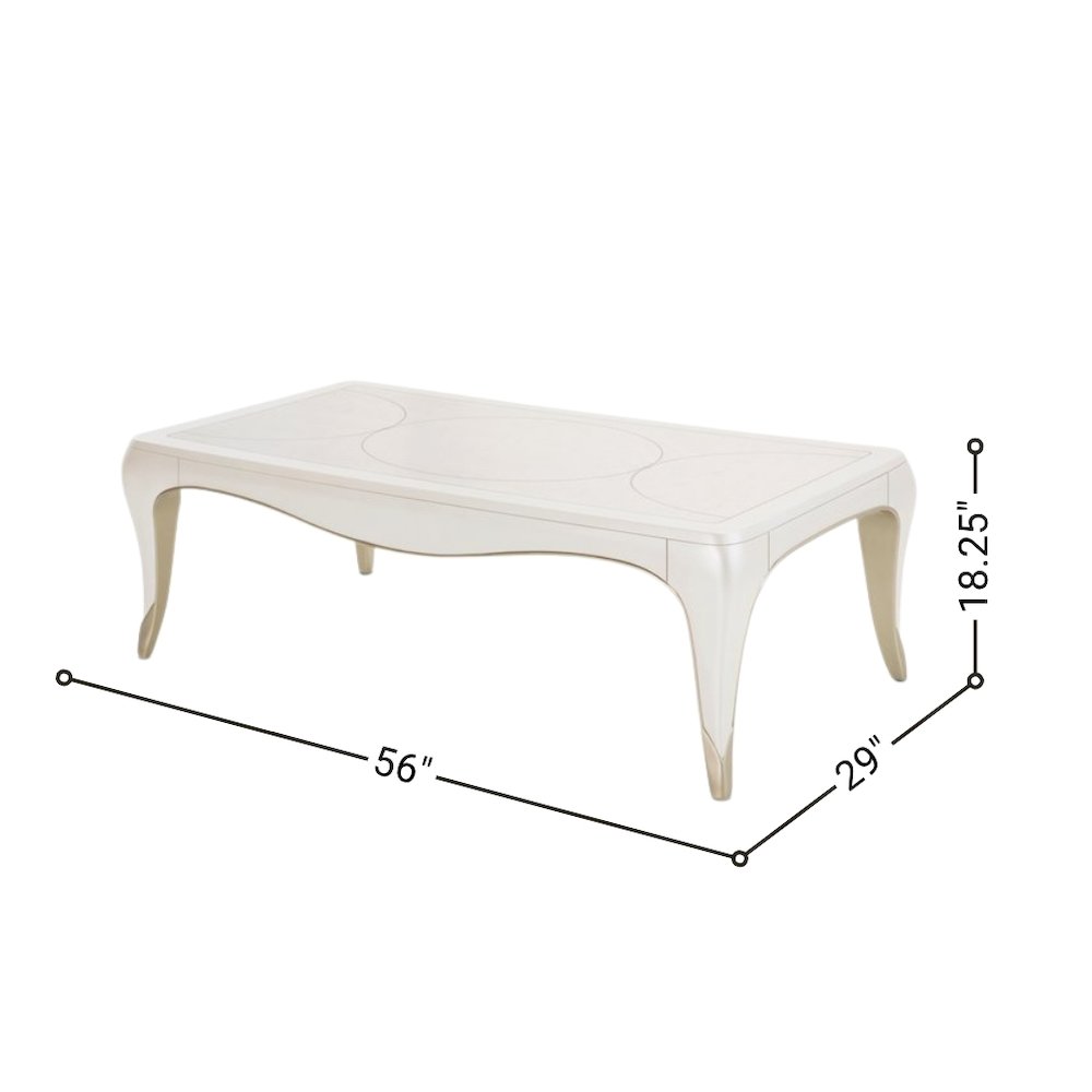 White and Wood Coffee Table – Rectangular Table for Living Room Décor