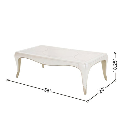 White and Wood Coffee Table – Rectangular Table for Living Room Décor