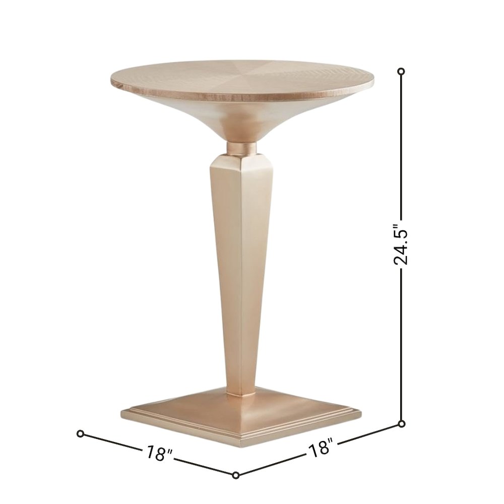 Round Accent Table – Light Wood Side Table with Small Pedestal Base