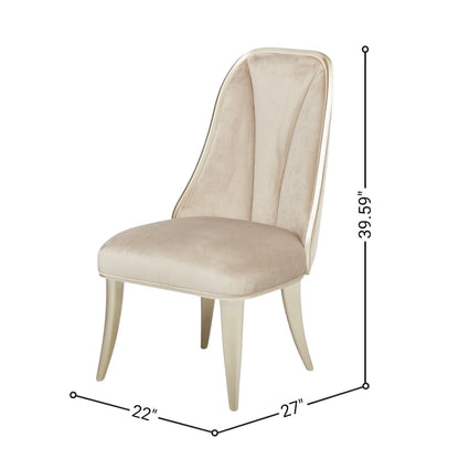 Velvet Chairs Set of 2, Beige Chairs for Dining Table with Tall Back