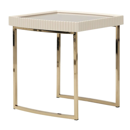 Glass and Metal Side Table with Gold Finish – Elegant Glass Top End Table