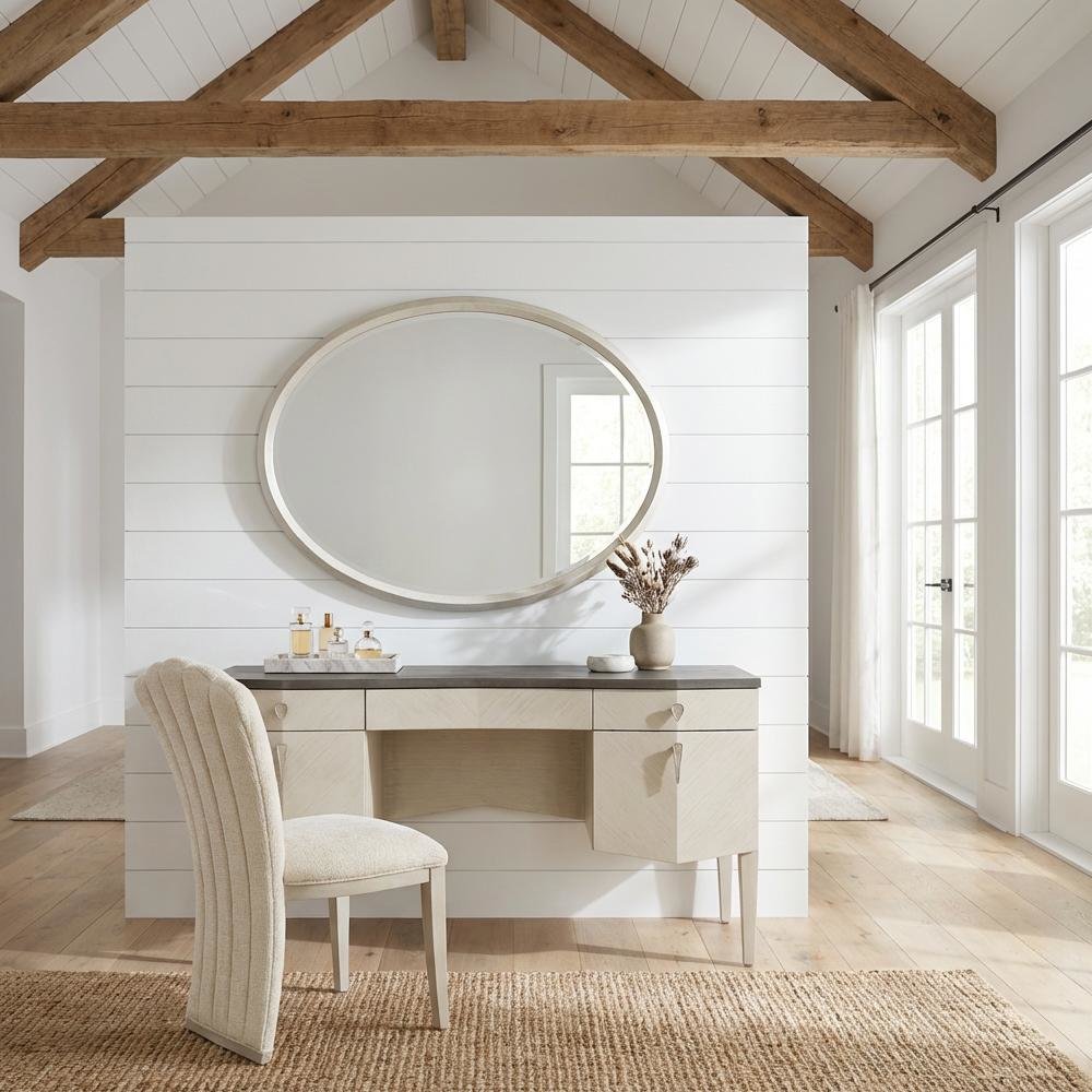 Fantosini Vanity Set with Mirror & Chair - Silver Mist