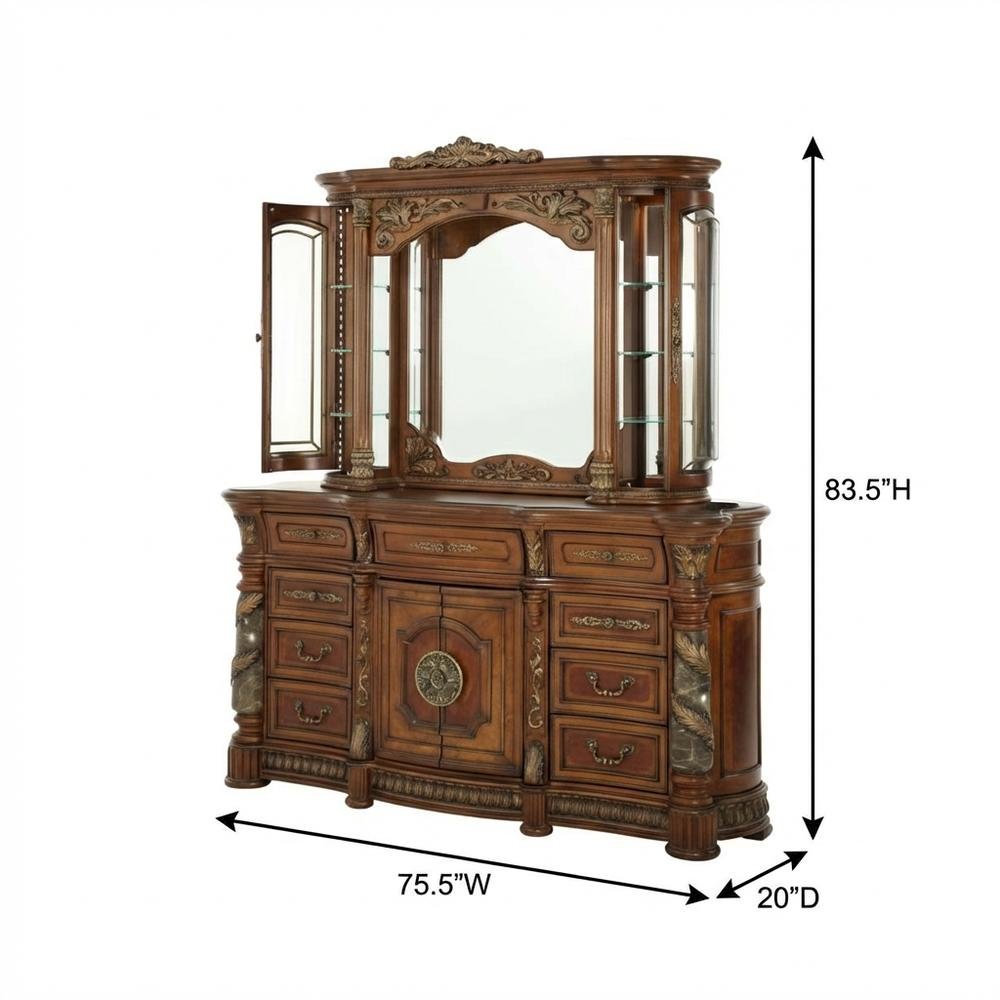 Villa Valencia Dresser with Mirror - Classic Chestnut