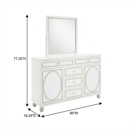Sky Tower Dresser with Mirror - Cloud White