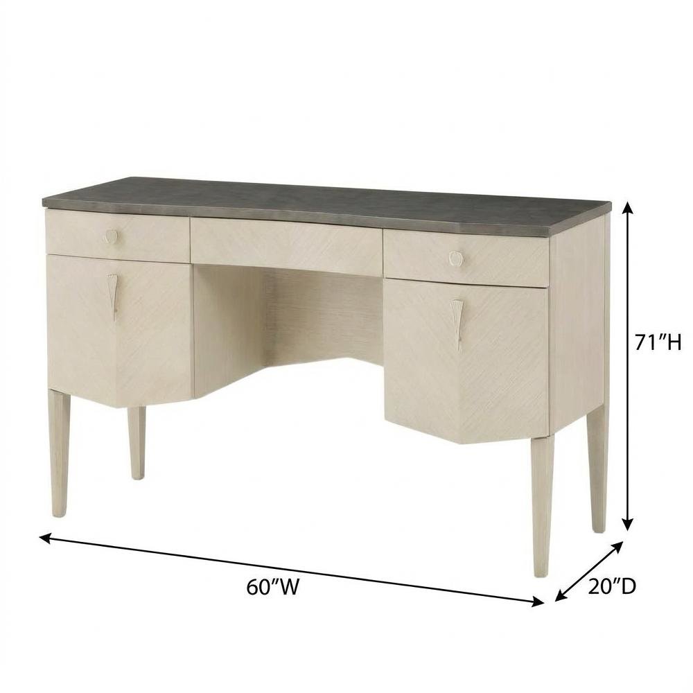 Fantosini Vanity Set with Mirror & Chair - Silver Mist