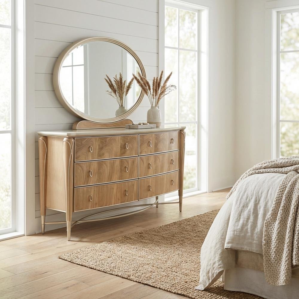 Villa Cherie Dresser and Mirror - Caramel