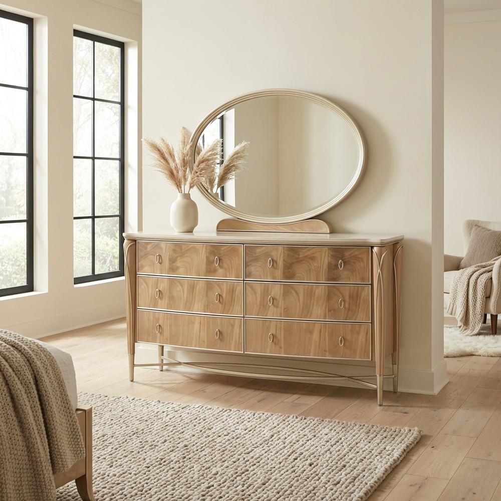 Villa Cherie Dresser and Mirror - Caramel