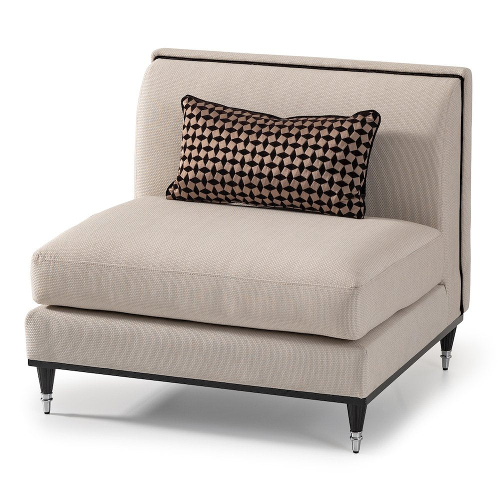 La Francaise Armless Accent Chair - Cafe au Lait/Black